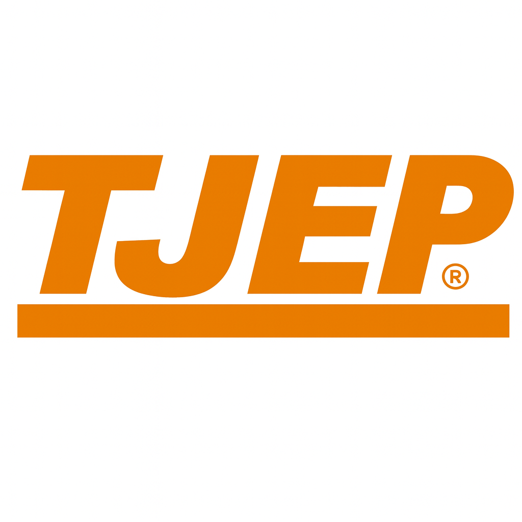 TJEP logo panel with orange lettering