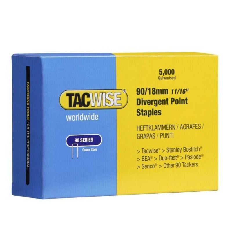 Tacwise 0312 Type 90/18mm Divergent Point Narrow Crown Staples