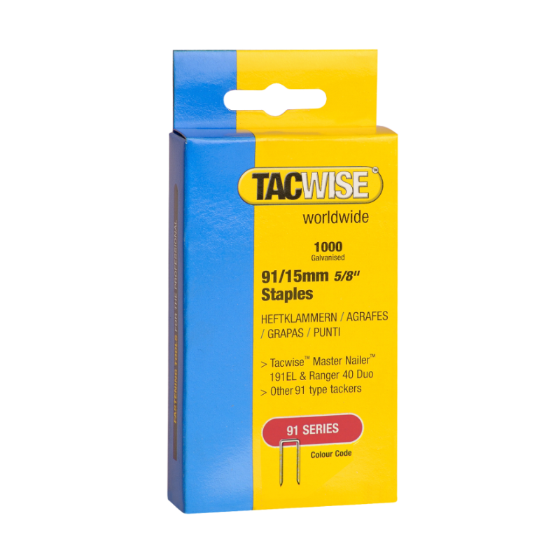 Tacwise 1196 Type 91/15 mm Galvanised Narrow Crown Staples
