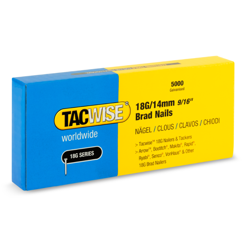 Tacwise 5000 galvanised brad nail box, 18G/14mm collated fasteners