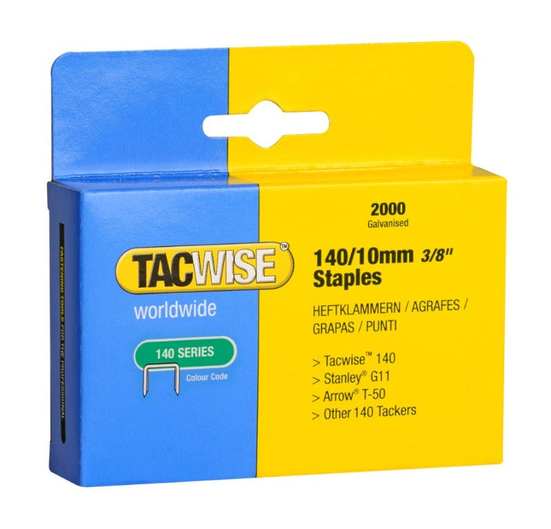 Tacwise galvanized staples box, 140/10mm (3/8 in), 2000 staples