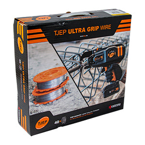 TJEP Ultra Grip wire tying tool kit box, wire coil and frame illustration