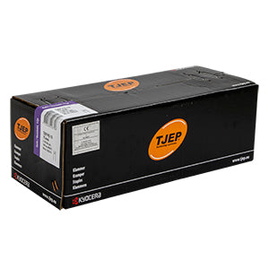 Close up of a black and orange TJEP box of staples