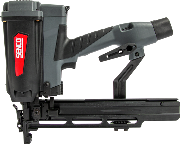 Cordless framing stapler, dark gray body with Senco logo and handle detail.