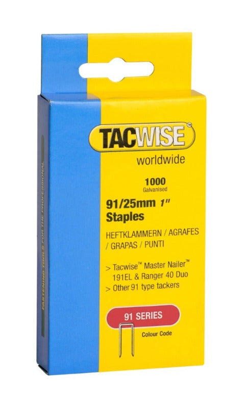 Tacwise 0285 Type 91/25mm Galvanised Narrow Crown Staples