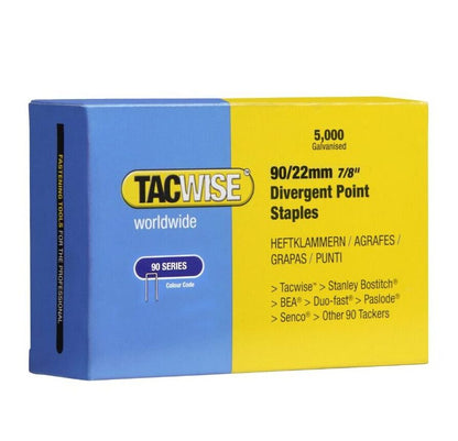 Tackwise 0313 Type 90/22mm Divergent Point Narrow Crown Staples
