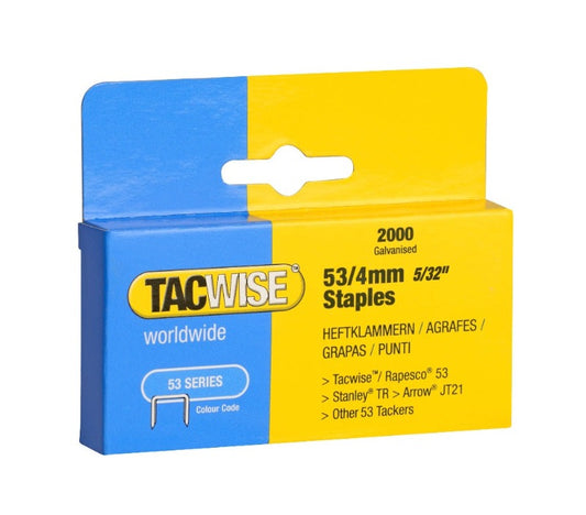 Tacwise 53/4mm galvanized staples, collated fasteners in box, 2000 count