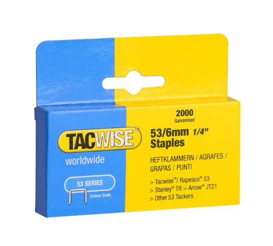 Tacwise galvanised staple box, 53/6mm, 2000 staples, 1/4 in, for 53 series