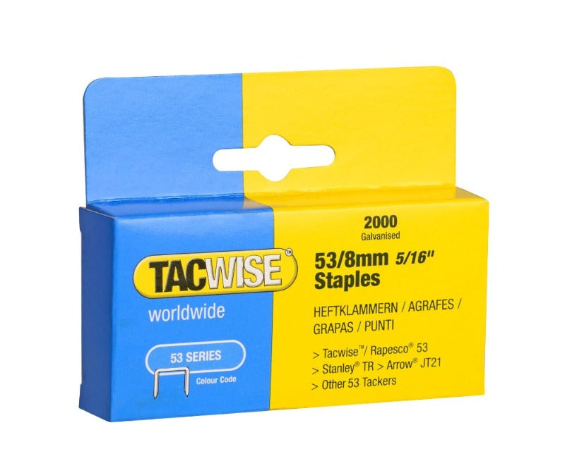 Tacwise 0335 Type 53/8mm Heavy Duty Galvanised Staples