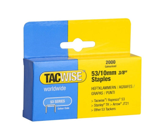 Tacwise collated galvanized staples box, 53/10mm 3/8in, 2000 count