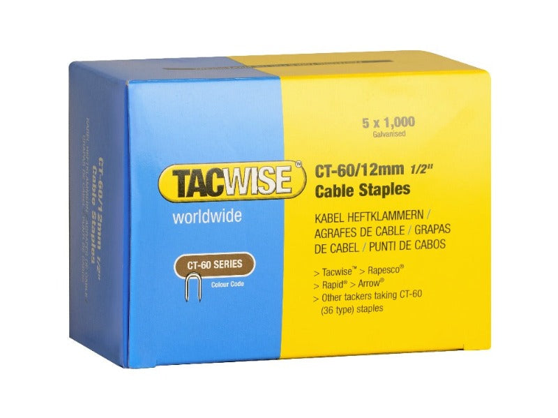 Tacwise 0355 Type CT-60/12mm Galvanised Divergent Point Cable Staples