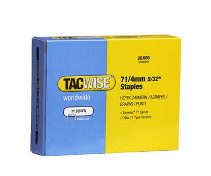 Tacwise 71/4mm collated upholstery staples in a retail box, 20,000 galvanised