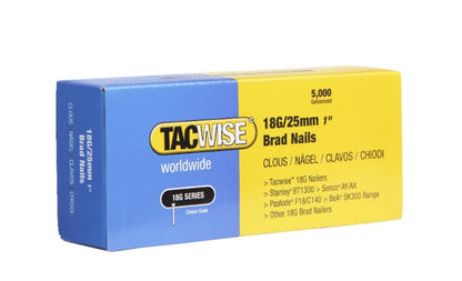 Tacwise 0396 brad nails 18/25mm 1in galvanized, 5,000 pack