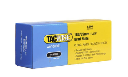 Collated brad nails box, Tacwise 18G 35mm, 5000 count