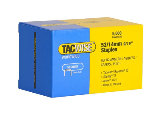 Tacwise galvanized collated staples in a boxed package, 53/14mm (5,000 count)