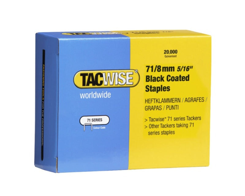 Tacwise 1065 Type 71/8mm Galvanised Black Coated Staples