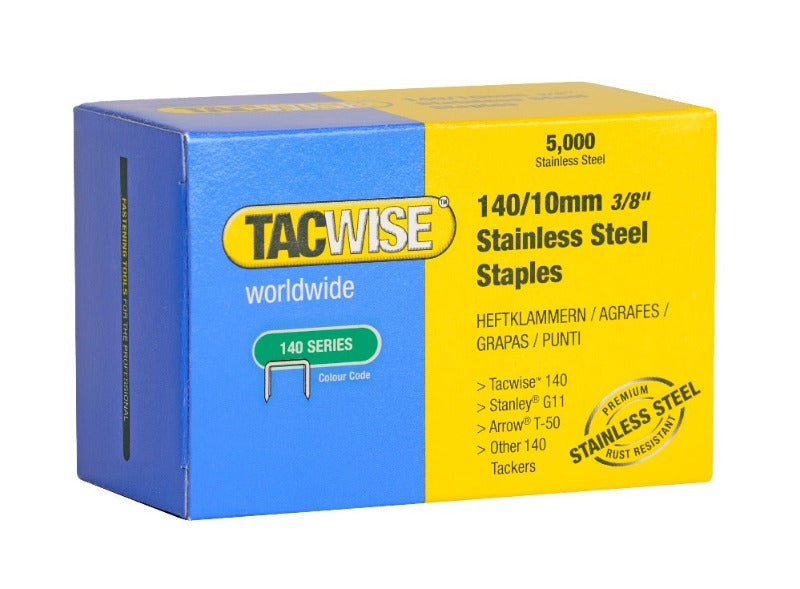 Tacwise 0477 Stainless Steel Hammer Tacker Staples 140/10