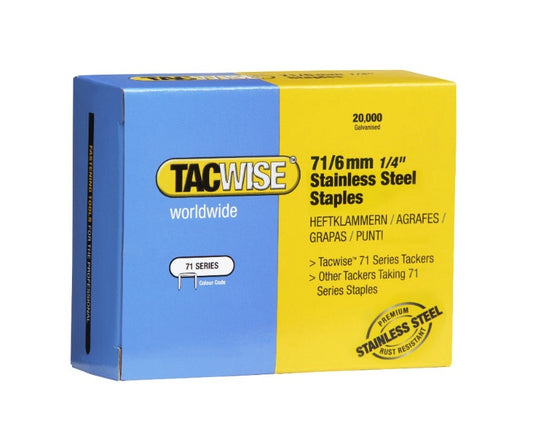 Tacwise 71/6 STAINLESS STEEL Staples 6mm 1014 Packet 20,000