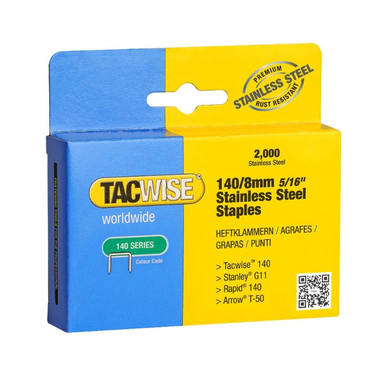 Tacwise 1216 Hammer Tacker Staples 140/8 Stainless Steel