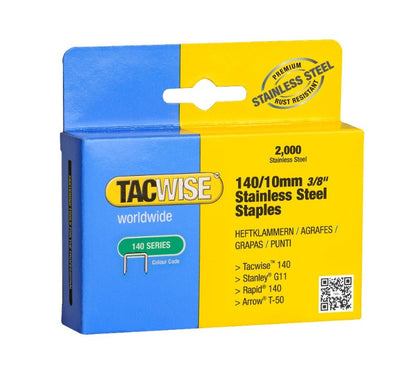 Tacwise 1217 Hammer Tacker Staples 140/10 Stainless Steel