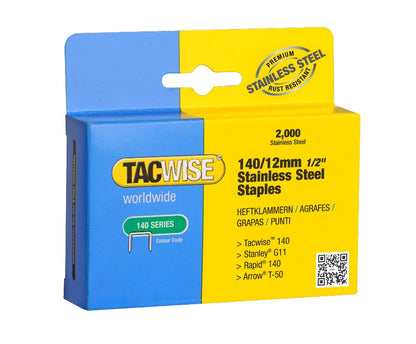 Tacwise 1220 Hammer Tacker Staples 140/12 Stainless Steel