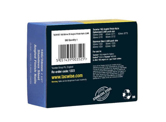 Tacwise 1223 Stainless Steel Angled Brads 16/38